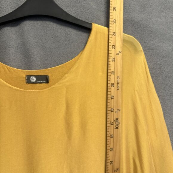 Made In Italy Silk Blend Dolman Top Sheer Lined Size M Gold Lagenlook Asymmetric - Picture 4 of 7